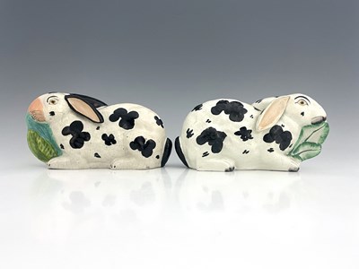 Lot 1087 - Staffordshire pottery rabbits, circa 1855,...