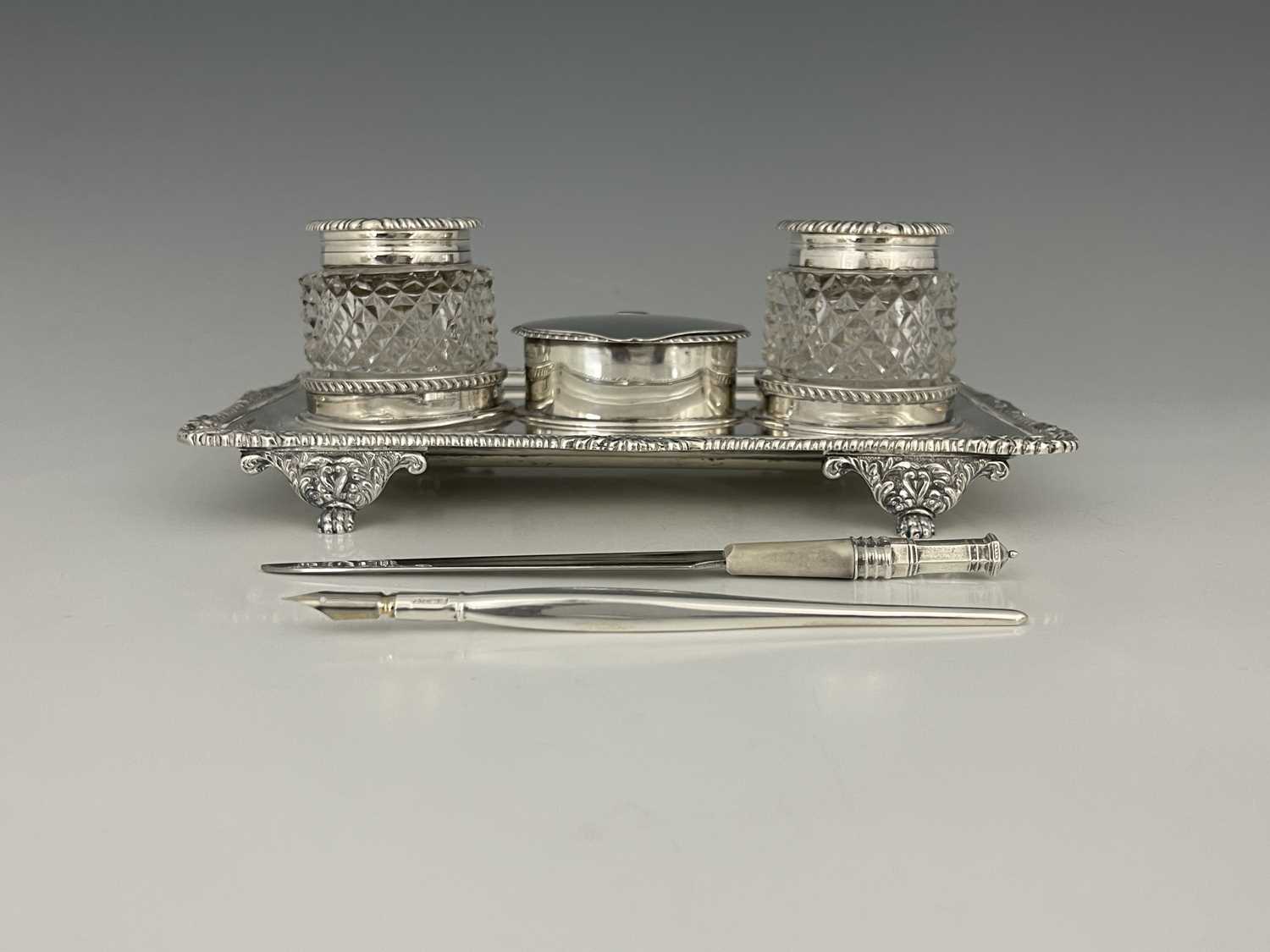 Lot 456 - A Victorian silver inkstand, modelled in the