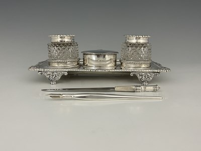 Lot 456 - A Victorian silver inkstand, modelled in the...