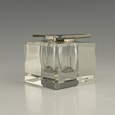 Lot 471 - A George VI silver mounted glass cuboid...