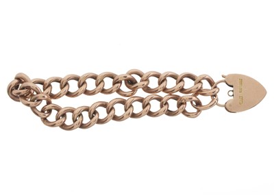 Lot 11 - An early 20th century 9ct gold bracelet, with heart-shape clasp
