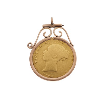 Lot 192 - Victoria, a half sovereign coin, dated 1846, with 9ct gold pendant mount