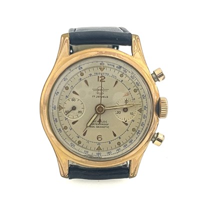 Lot 56 - A 1960s gold plated chronograph wrist watch