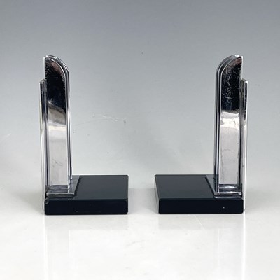 Lot 168 - A pair of Art Deco chrome and black glass...