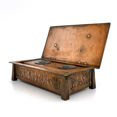 Lot 155 - An Arts and Crafts copper lidded ink casket,...