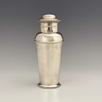 Lot 222 - An Art Deco silver cocktail shaker, Adie...