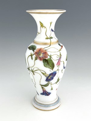 Lot 665 - A 19th century French white opaline glass vase,...