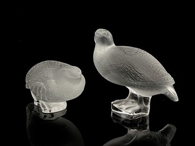 Lot 779 - Lalique, two Perdrix glass figure, Perdrix...