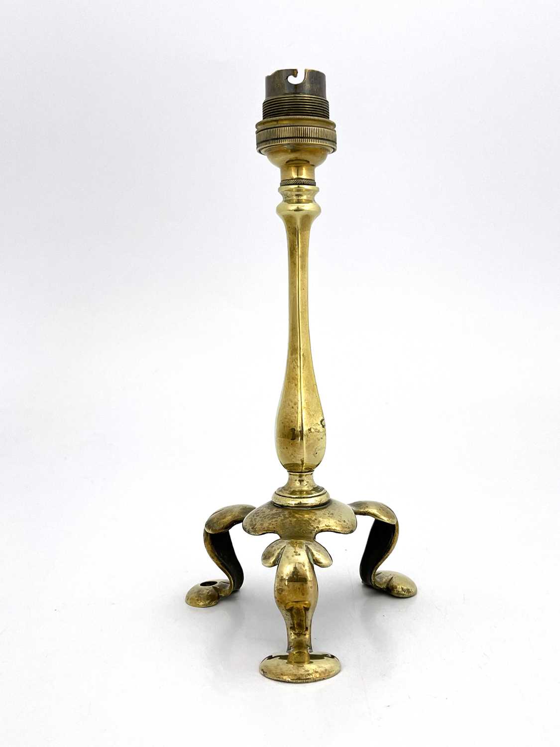 Lot 121 - An Arts and Crafts brass Pullman type lamp,...