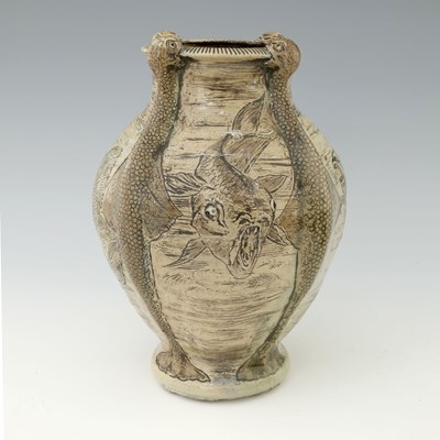 Lot 35 - The Martin Brothers, an Aquatic stoneware vase,...