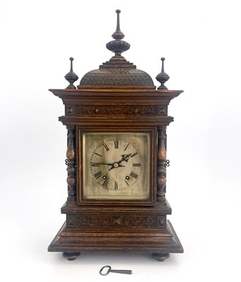 Lot 546 - A Black Forest oak bracket clock, late 19th...