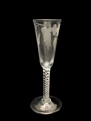 Lot 654 - A double series opaque twist ale flute, circa...