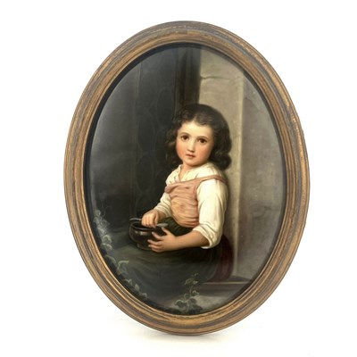 Lot 799 - A Vienna type porcelain plaque, oval form,...