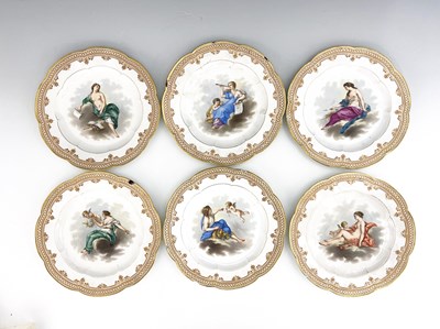 Lot 801 - A set of twelve French porcelain cabinet...