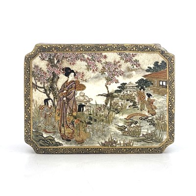 Lot 589 - A Japanese Satsuma box and cover, probably the...