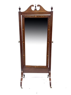 Lot 502 - An Edwardian mahogany cheval dressing mirror,...