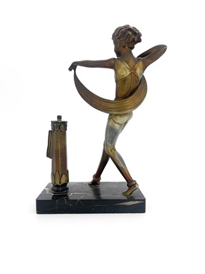 Lot 190 - An Art Deco patinated art metal figural table...