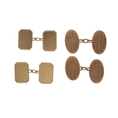 Lot 136 - Two pairs of 9ct gold cufflinks