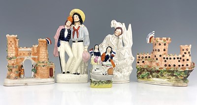 Lot 1082 - Five Staffordshire figure groups, circa 1855,...