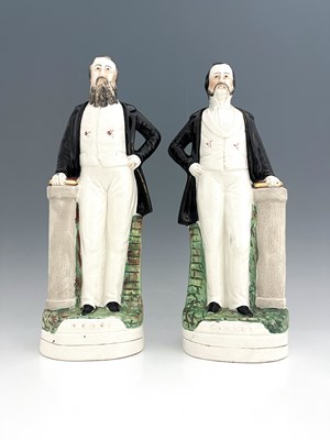 Lot 1052 - A pair of large Staffordshire portrait figures...