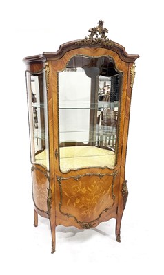 Lot 518 - A kingwood and floral marquetry inlaid vitrine,...