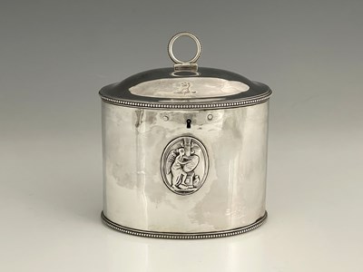 Lot 272 - A George III silver tea caddy, of drum form,...