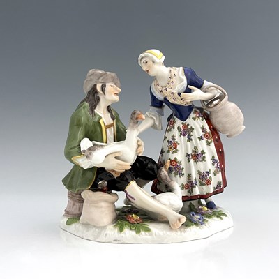 Lot 453 - A Meissen figure group, The Deal with Goose,...