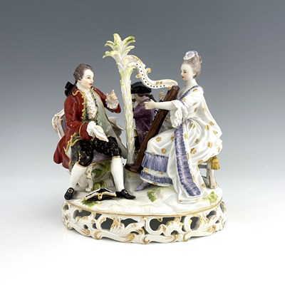 Lot 814 - A Meissen figure group, model D48, three...