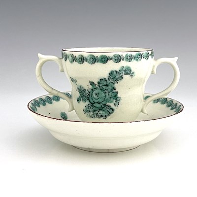 Lot 974 - A Bristol porcelain trembleuse chocolate cup...