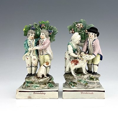 Lot 1078 - A pair of Staffordshire pearlware boccage...