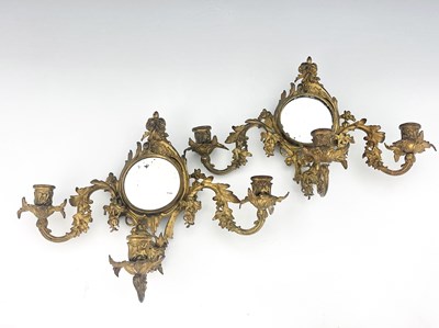 Lot 289 - A pair of gilt metal girandoles, late 19th...