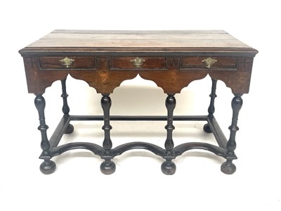 Lot 607 - A William and Mary oak hall table, triple...