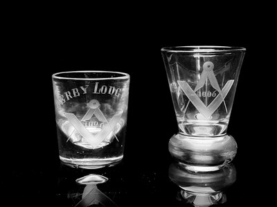 Lot 500 - Two early Victorian Masonic charging glasses,...