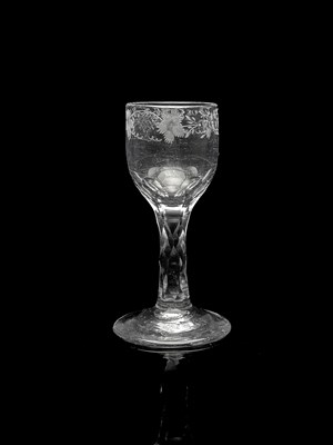 Lot 496 - A facet stem wine glass, circa 1775, the...