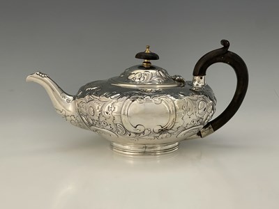 Lot 95 - A Victorian silver teapot, of squat globular...