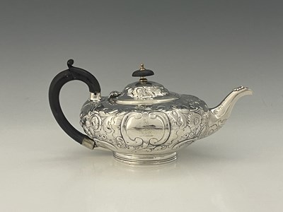 Lot 95 - A Victorian silver teapot, of squat globular...