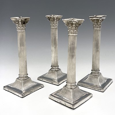 Lot 40 - A set of four Victorian silver Corinthian...