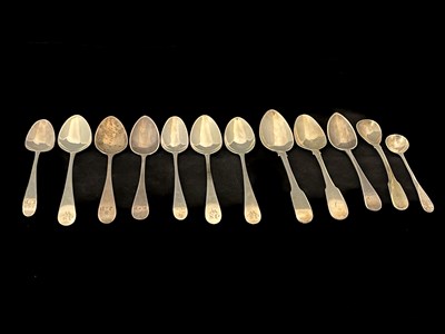 Lot 437 - A group of twelve silver spoons, Old English...