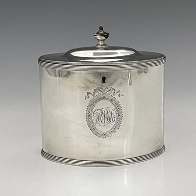 Lot 45 - A George III silver neoclassical tea caddy, of...