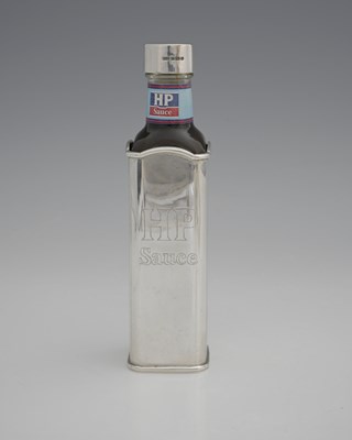 Lot 307 - An Elizabeth II silver-mounted HP sauce bottle,...