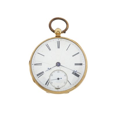 Lot 217 - Alfred Smith, Huddersfield, an 18ct gold open face pocket watch, circa 1853