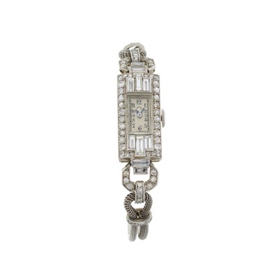 Lot 253 - Vacheron Constantin, retailed by W. Horowitz, an Art Deco platinum diamond cocktail watch