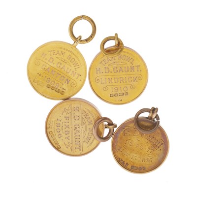 Lot 100 - Golfing interest, a selection of gold championship medals, dated between 1897 and 1911