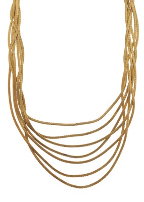 Lot 112 - An 18ct gold multi-strand necklace