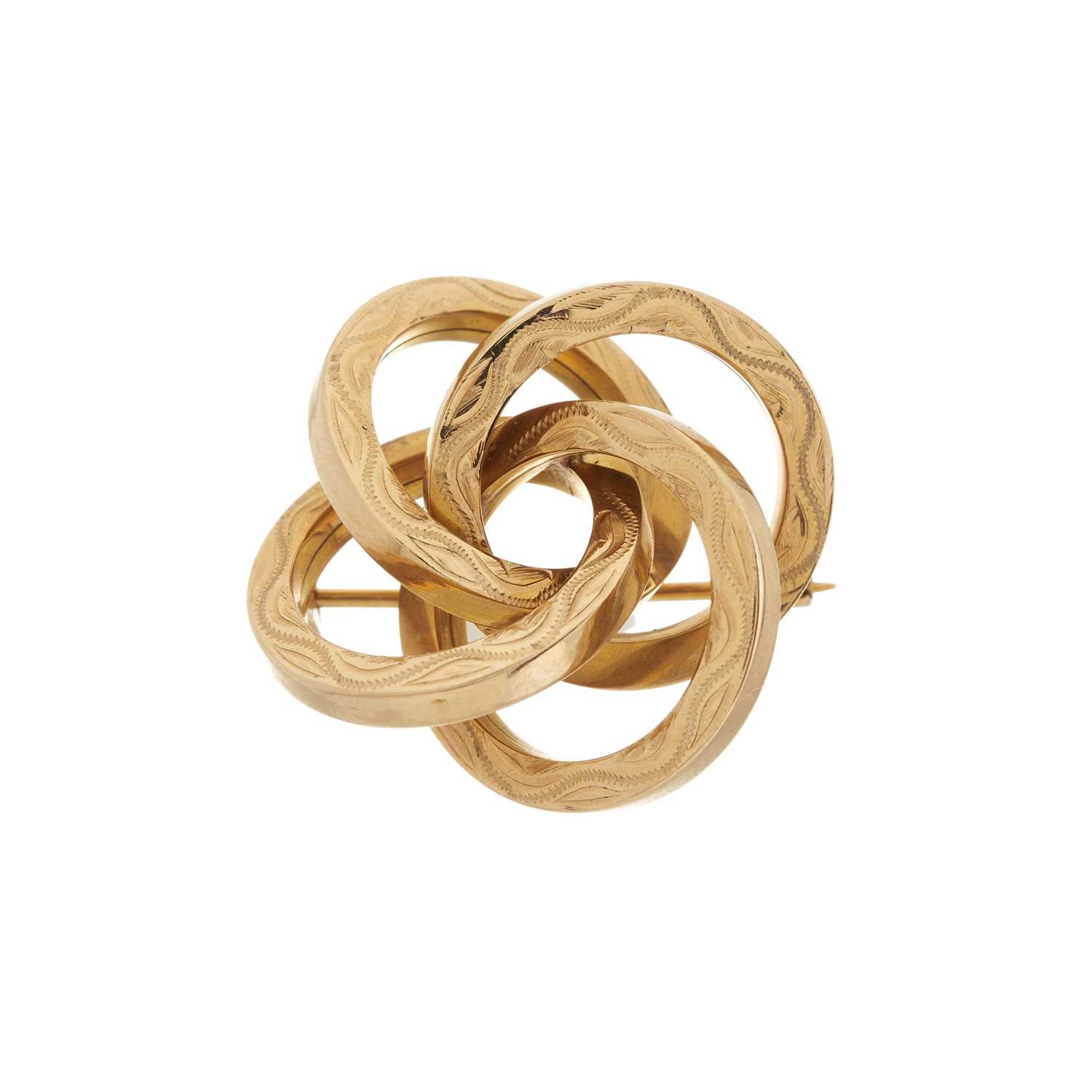Lot 125 - A mid 20th century 18ct gold knot brooch