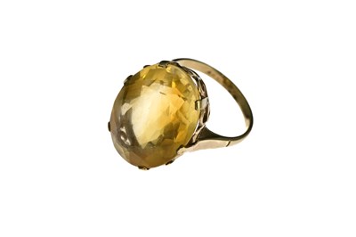 Lot 25 - A 9 carat gold citrine single stone ring,...