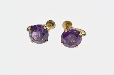 Lot 23 - A pair of 14 carat gold and synthetic colour...