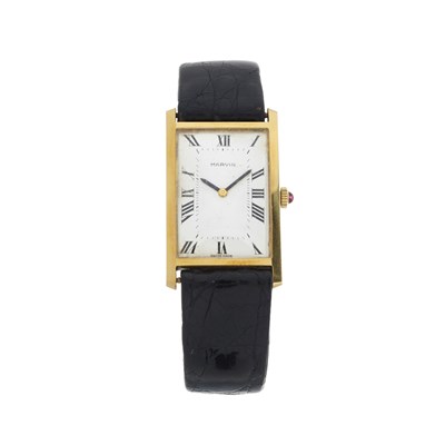 Lot 232 - Marvin, an 18ct gold Tank wrist watch