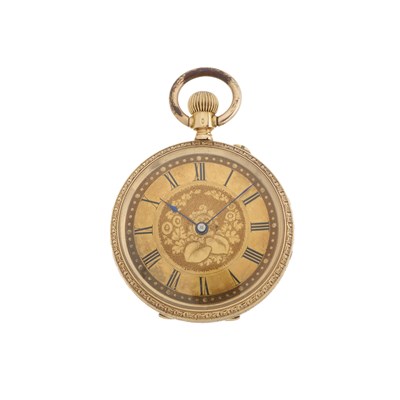 Lot 215 - A late 19th century 18ct gold open face pocket watch