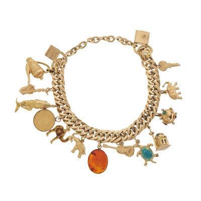 Lot 144 - An 18ct gold charm bracelet